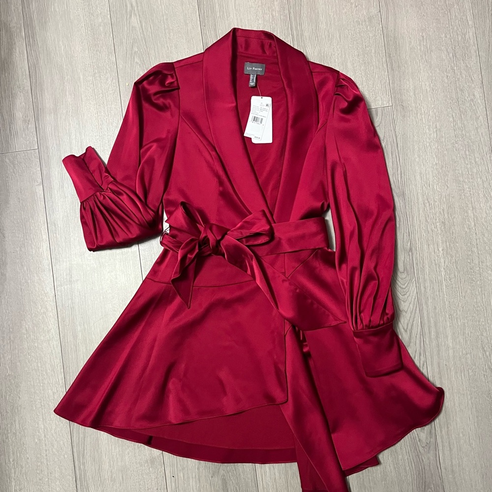 LISETTE Satin Wrap Dress in Rich Burgundy-SM-NWT bundle 2 get up 2 50% off!